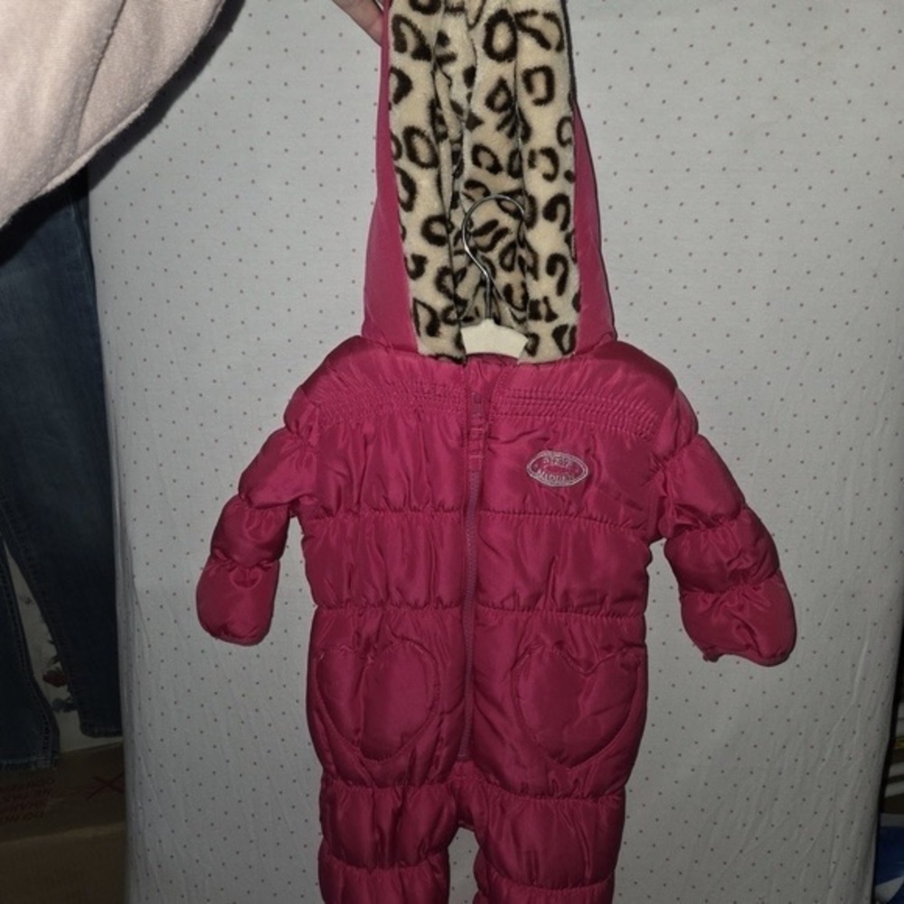 Steve Madden Pink Baby Snowsuit with Leopard Print